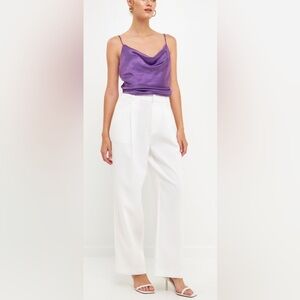 NWT Endless Rose Satin Cowl Neck Top in Purple - Size S